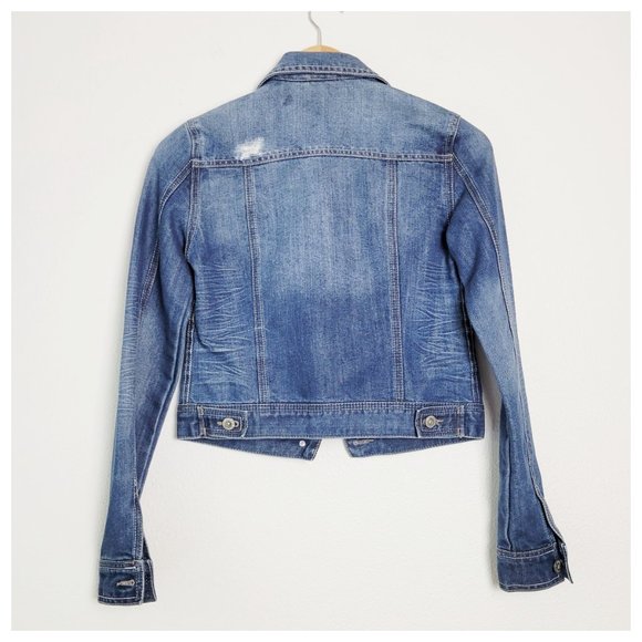 Mudd Denim Jacket Distressed Denim Button Up Jean Jacket S - Picture 6 of 11